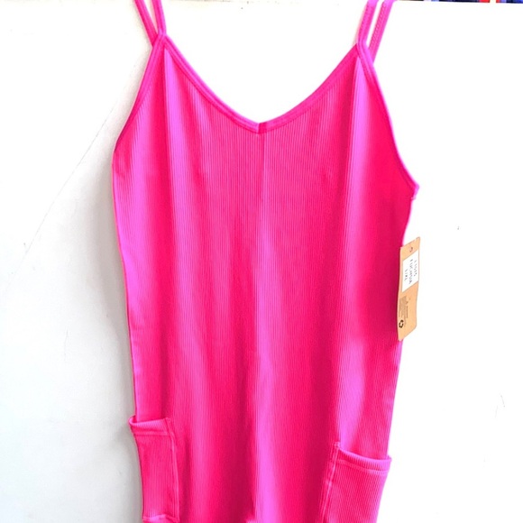 (A3) Odiva Neon Pink‎ Cami Jumpsuit/Bodysuit with side pockets, Size S/M, NWT - Picture 3 of 10